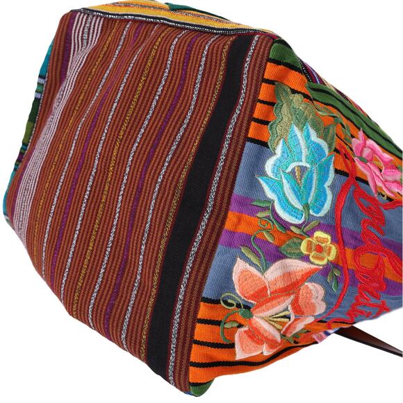 Christian Louboutin Mexicaba Tote Bag Green Orange Multi Jacquard Felt Leather - Picture 7 of 9